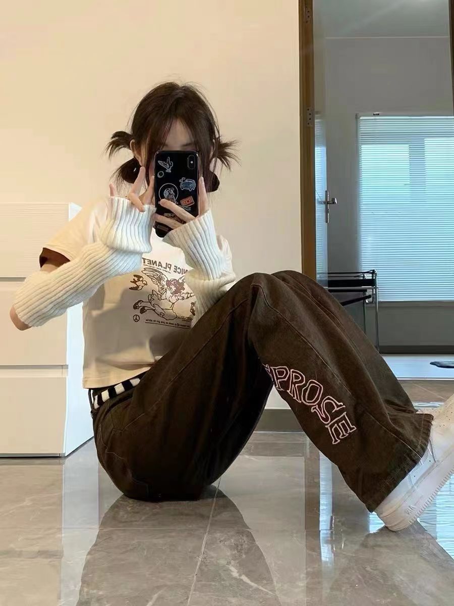 Retro Star Denim Flare Pants
