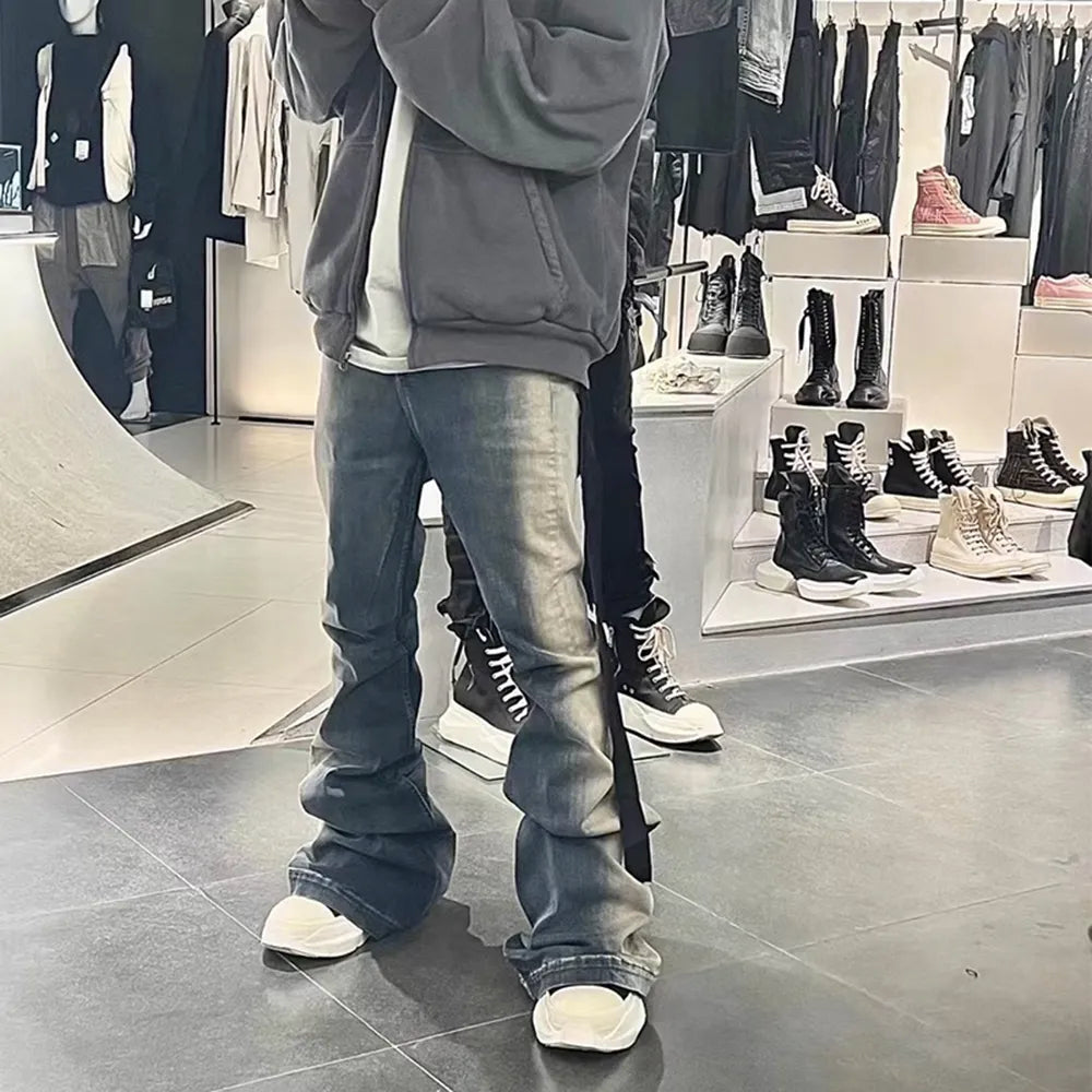 Gradient Washed Flare Jeans