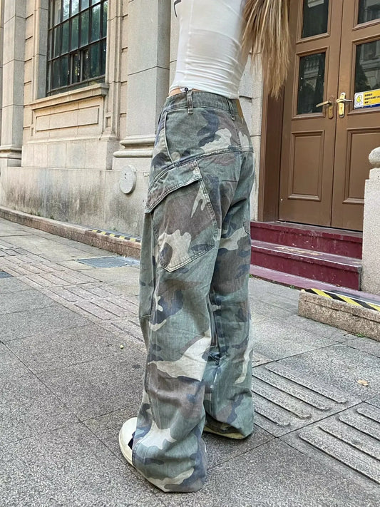 Camouflage Denim Cargo Pants