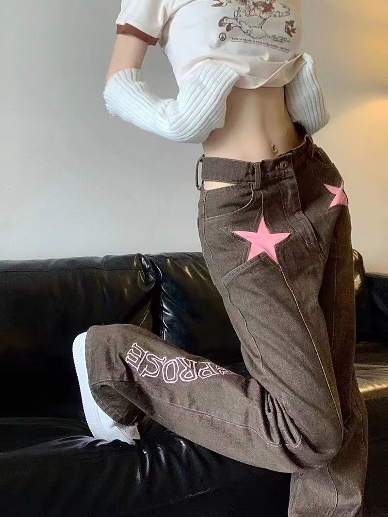 Retro Star Denim Flare Pants