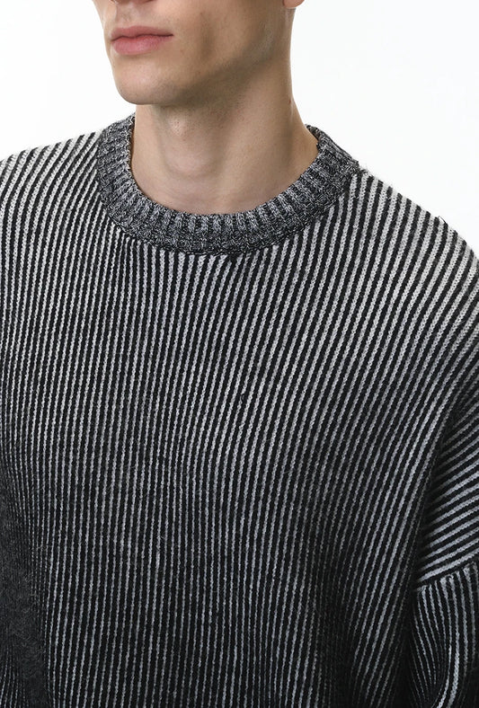 Steel Gradient Cable-Knit Sweater