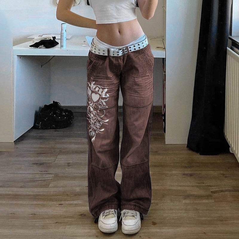 Queen of Hearts Low Waist Denim Cargos