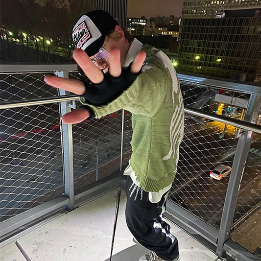 Green Skeleton Knit Sweater