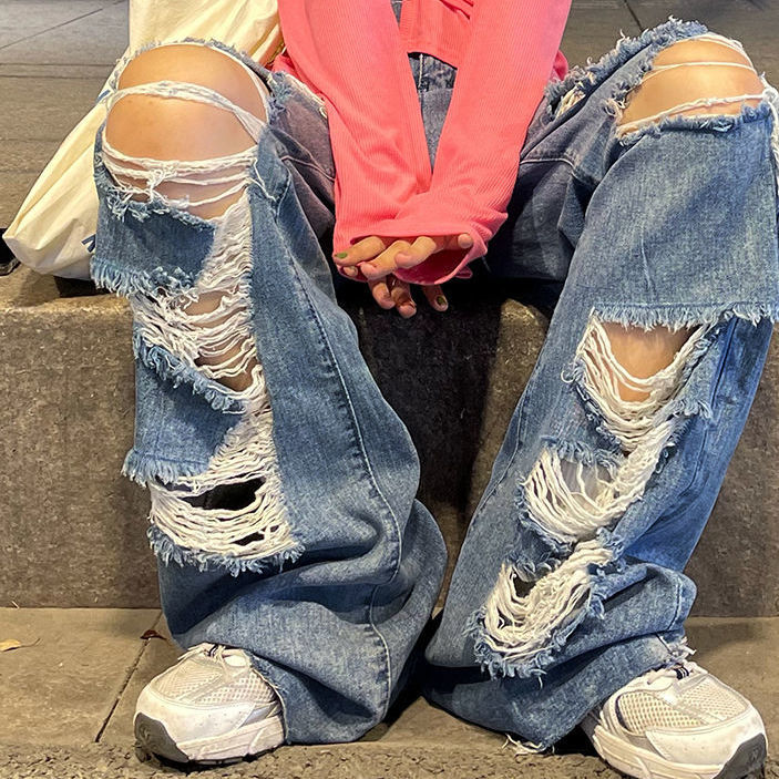 Ripped Bell Denim Pants