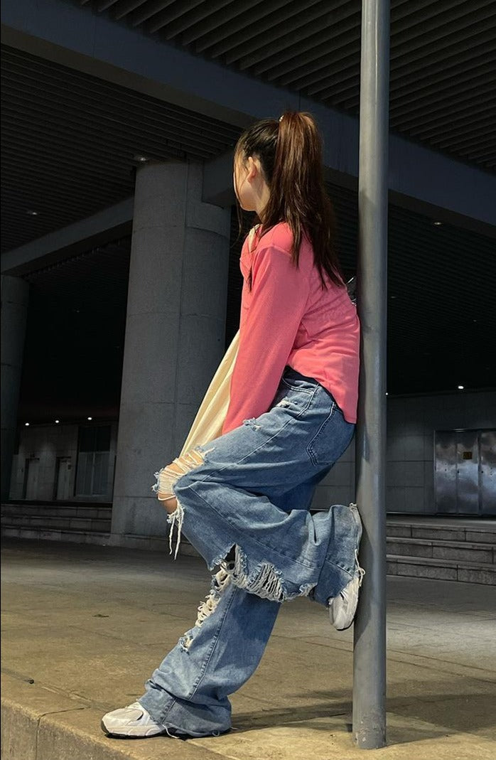 Ripped Bell Denim Pants