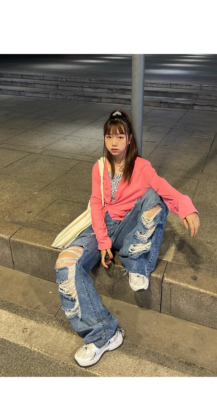 Ripped Bell Denim Pants