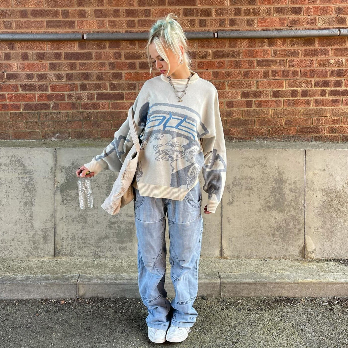 Ice Blue Ace Knit Sweater