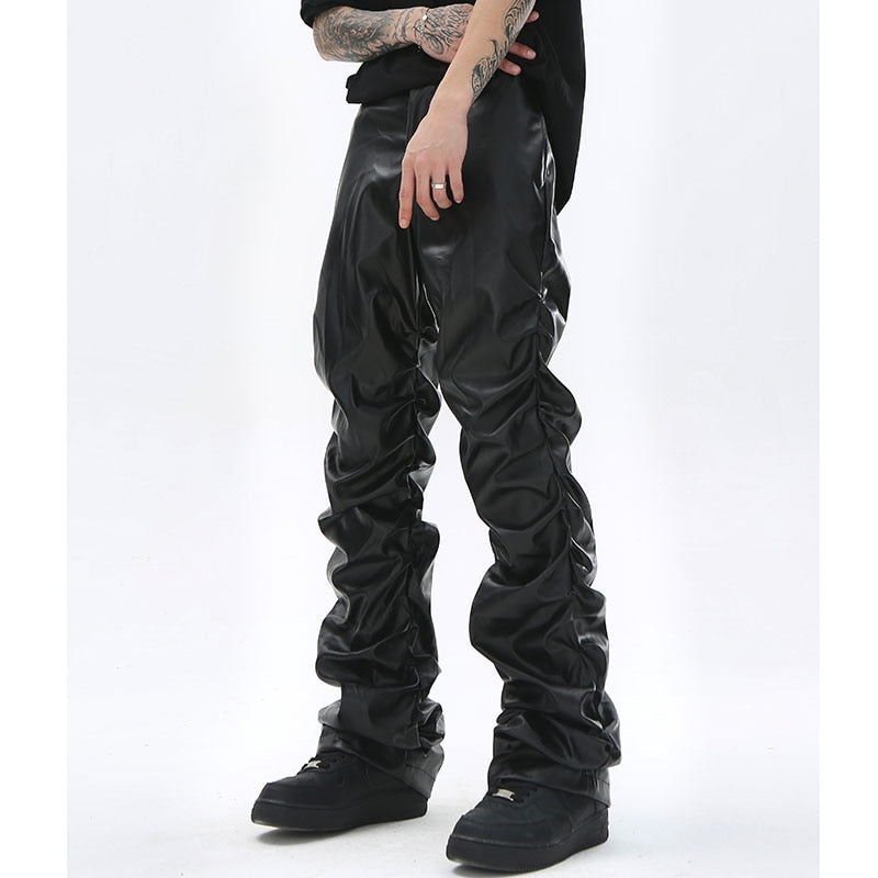 Pleated Leather Pants