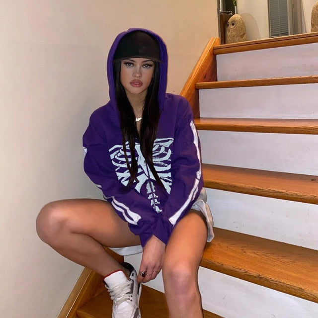 Skeleton Print Hoodie - SHIRO KAGE