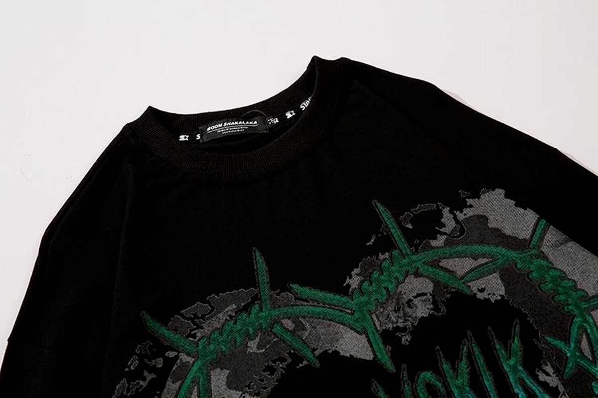 Goth Green Spiked Heart Pullover - SHIRO KAGE