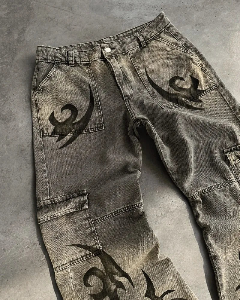 Curse Mark Denim Cargo Pants