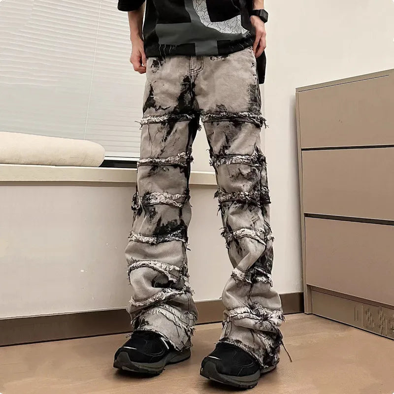Marble Stacked Denim Jeans
