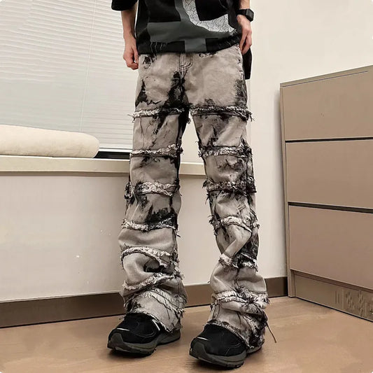 Marble Stacked Denim Jeans