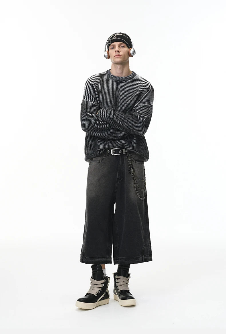 Steel Gradient Cable-Knit Sweater