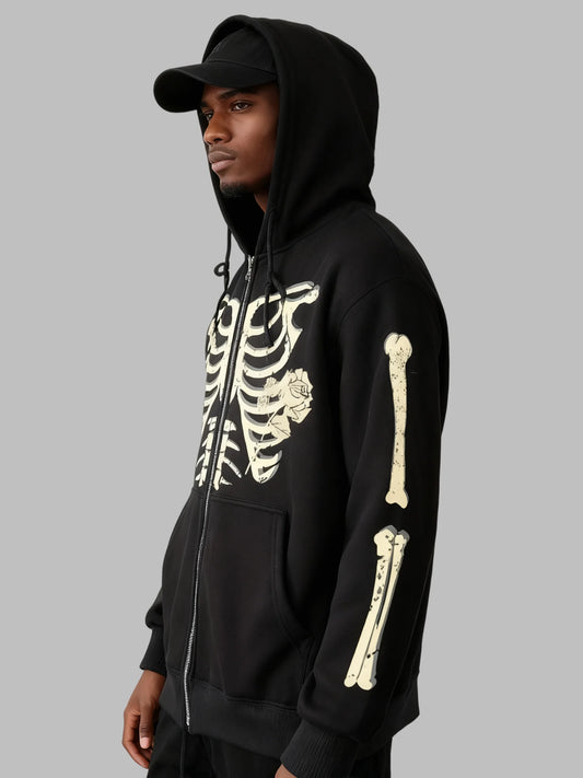Skeletons & Roses Zip Hoodie