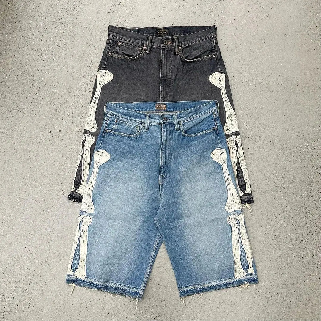 Skeleton Five-Point Jean Shorts