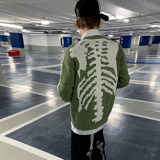 Green Skeleton Knit Sweater
