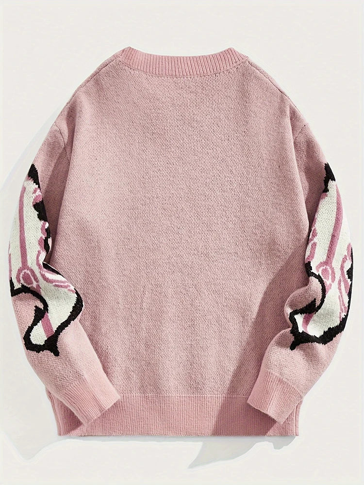 Pink Skeleton Knit Sweater