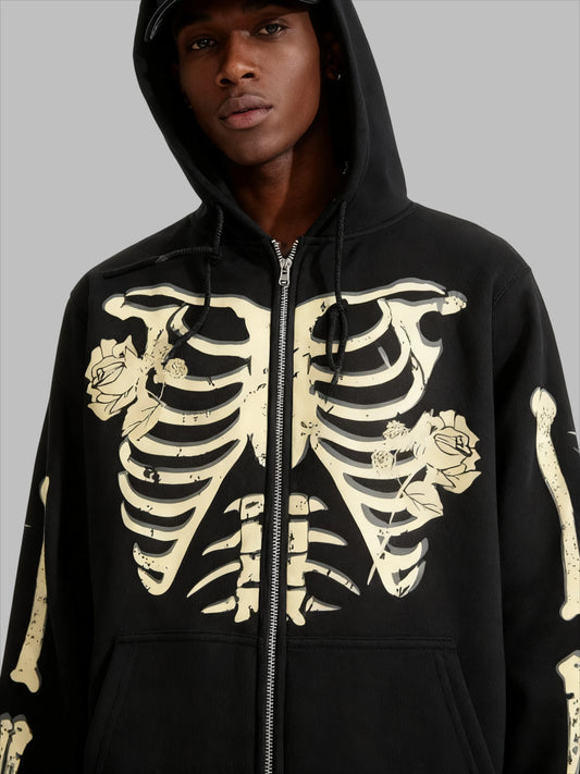 Skeletons & Roses Zip Hoodie