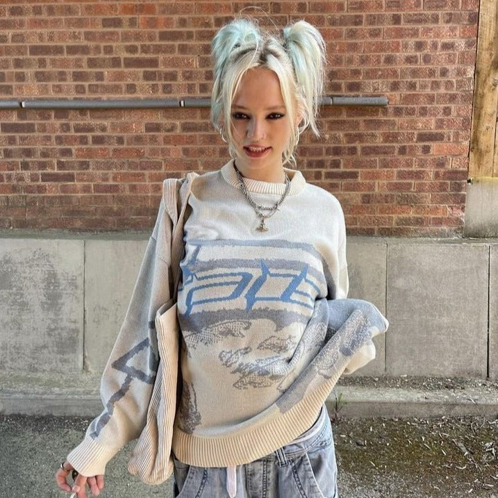 Ice Blue Ace Knit Sweater