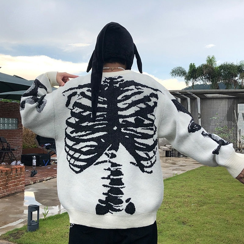 Oversized Skeleton Knit Sweater - SHIRO KAGE